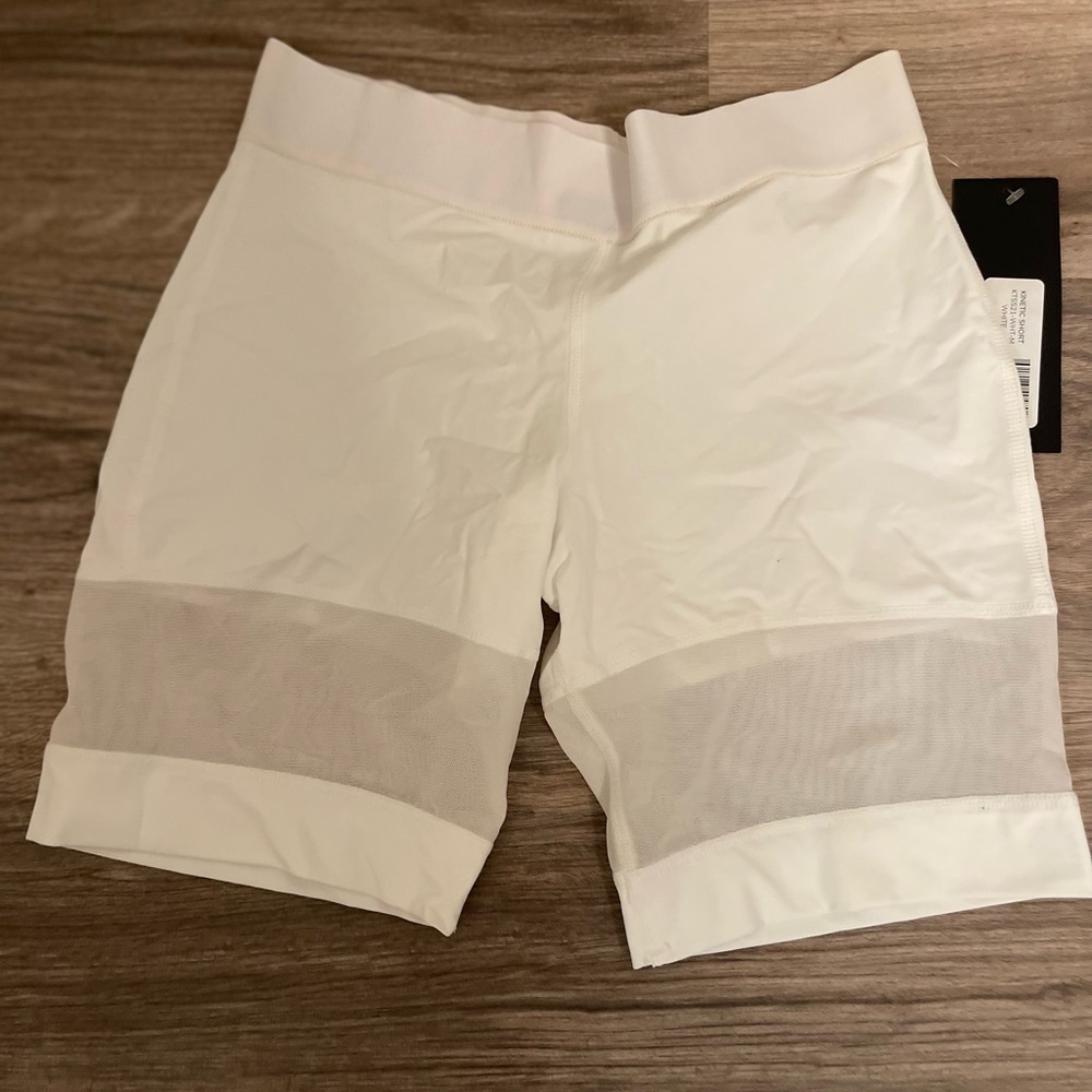 MICHI White Bike Shorts with Mesh Panel